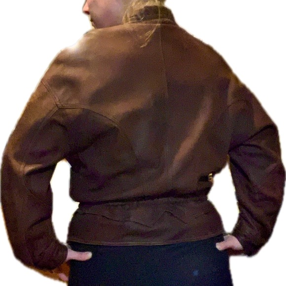 Vintage Nappa Lamb Sueded Leather Brown Bomber Jacket Coat 80s 90s 36 Medium - Picture 14 of 17
